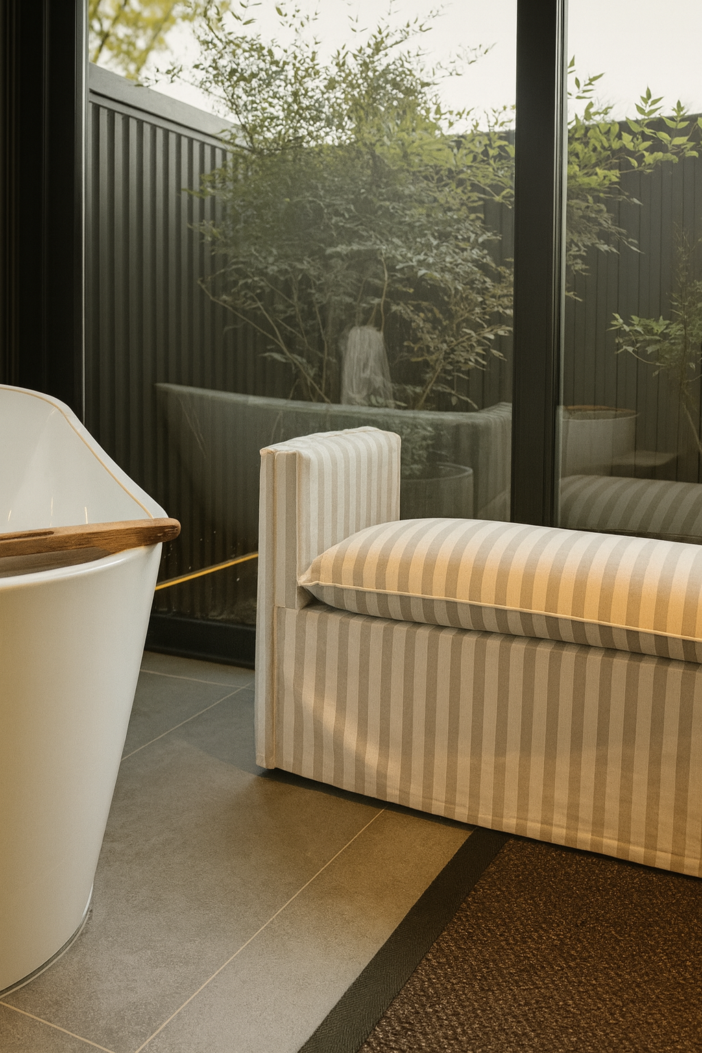 Banqueta Lino a Rayas Casa Calafquen