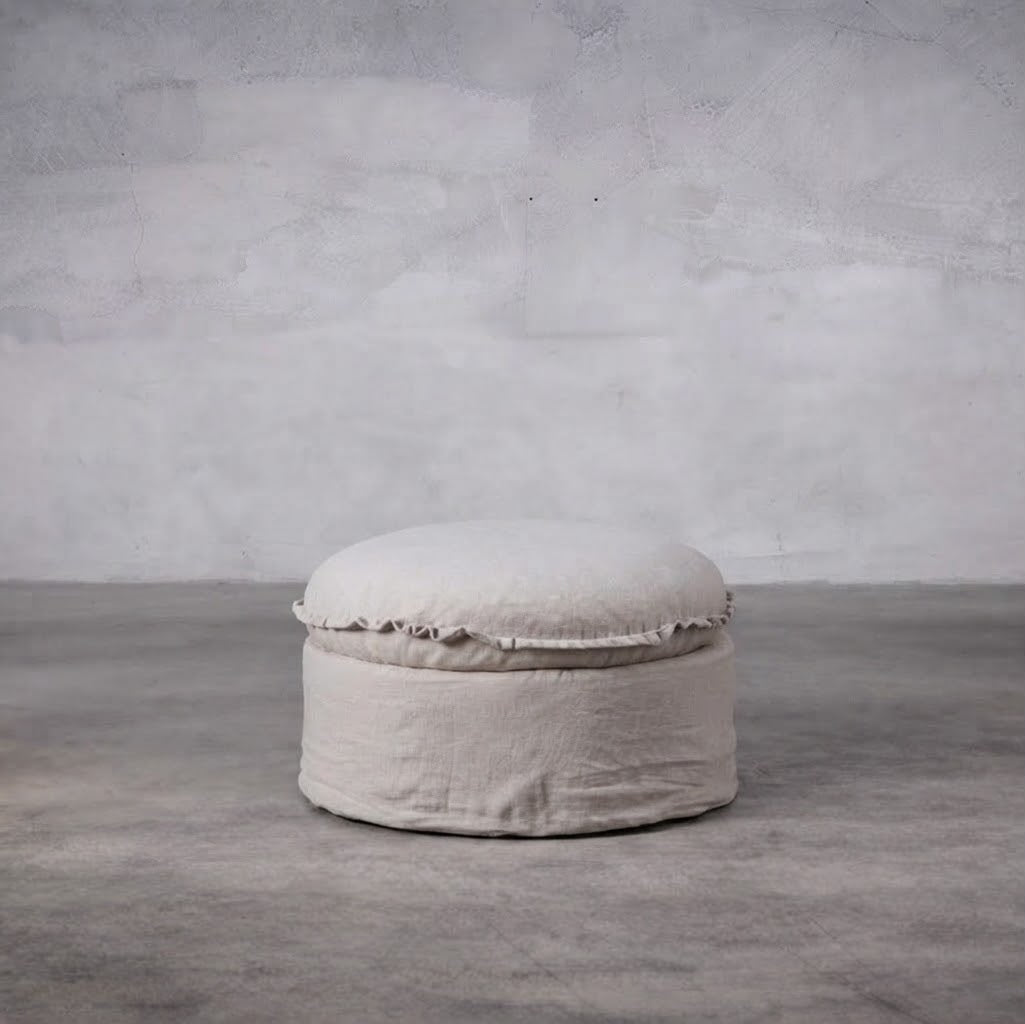 PUFF DE LINO EL CIRCULO BEIGE