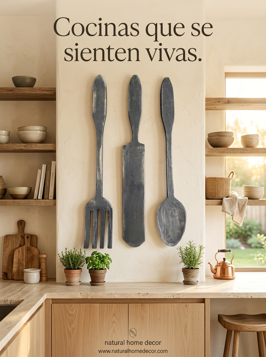 TRÍO de Cubiertos Grandes Madera La Cubertera